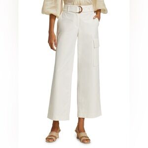 LAFAYETTE 148 White Broadway Cargo Pants Size 10 Belted Wide Leg‎ Crop Capsule